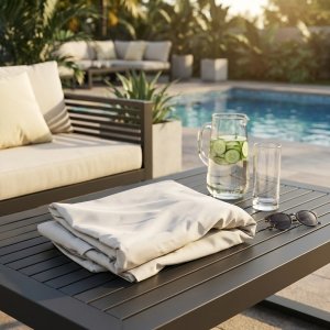 Telo per ombrellone quadrato in poliestere bianco 250 gr 395x395 cm - QUORONSOR