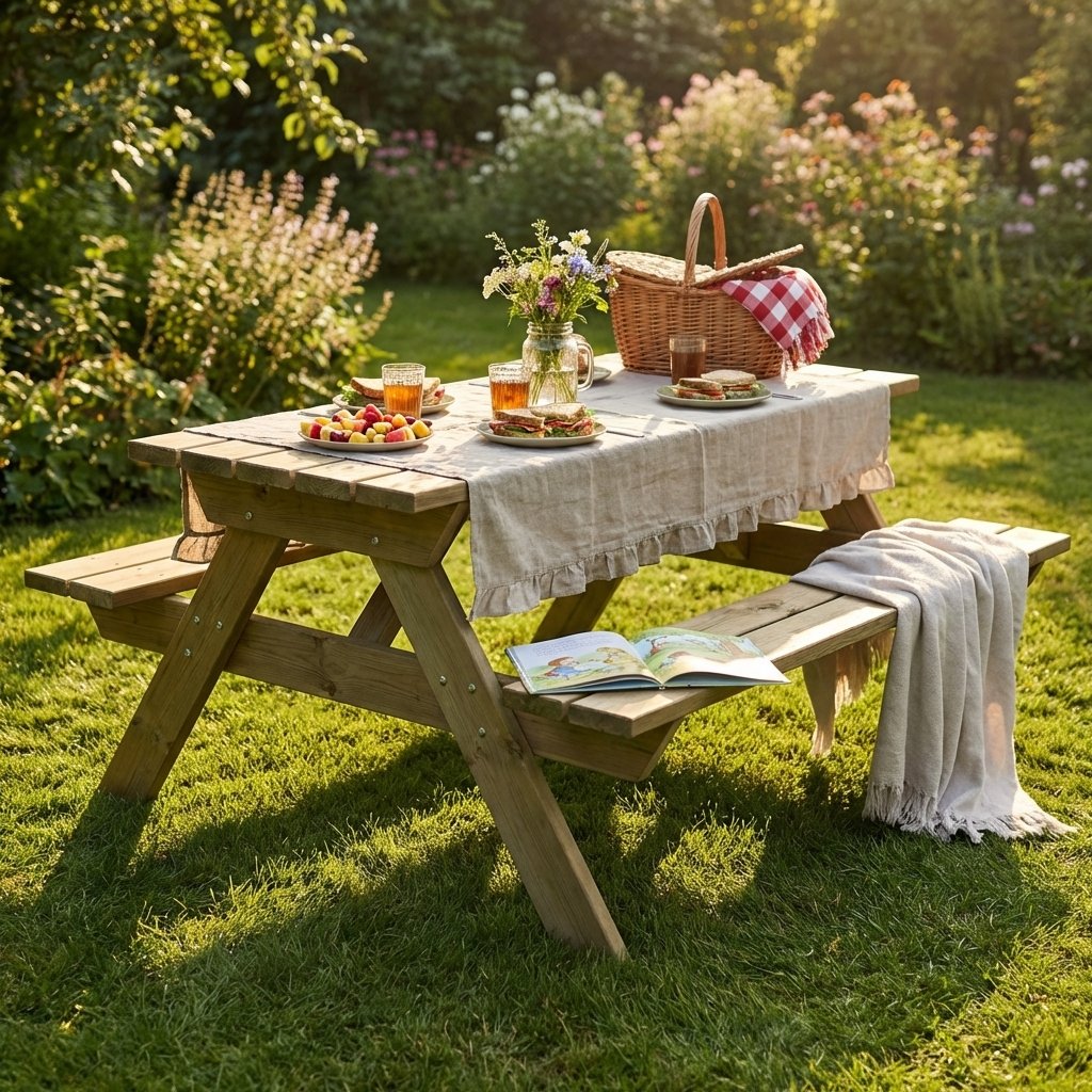 Tavolo da picnic in pino impregnato con panche 200x148x70 cm - PICNIC Tavolo da picnic in pino impregnato con panche 200x148x70 cm - PICNIC
