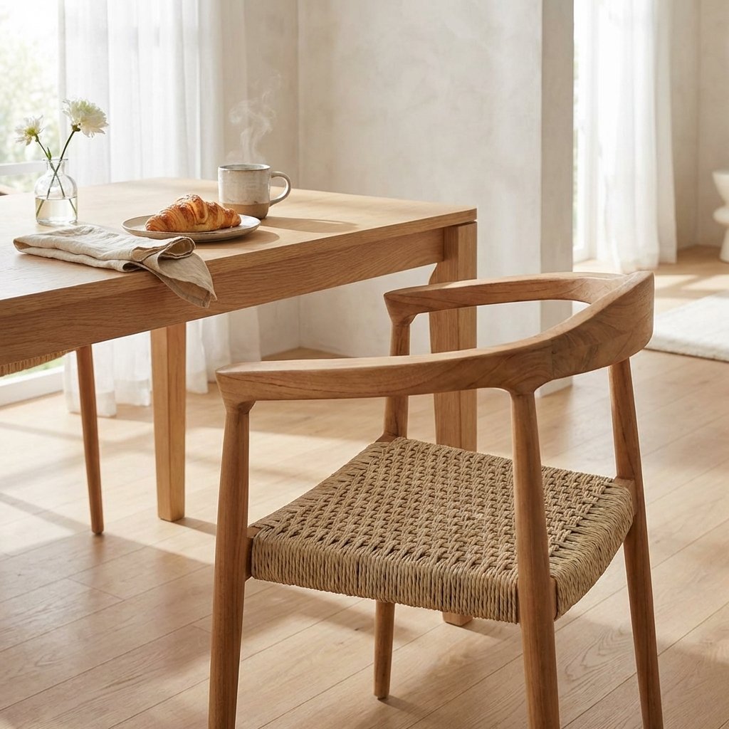 Poltrona da esterno in teak con seduta intrecciata 59 x 54 x 78 cm - BELANOR Poltrona da esterno in teak con seduta intrecciata 59 x 54 x 78 cm - BELANOR
