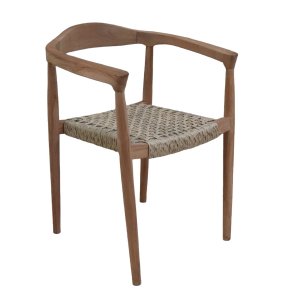 Poltrona da esterno in teak con seduta intrecciata 59 x 54 x 78 cm - BELANOR Poltrona da esterno in teak con seduta intrecciata 59 x 54 x 78 cm - BELANOR
