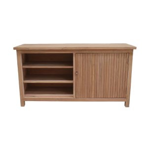 Credenza in legno di teak con ante a doghe e ripiani aperti 150x45x80 cm - PEROVEX Credenza in legno di teak con ante a doghe e ripiani aperti 150x45x80 cm - PEROVEX