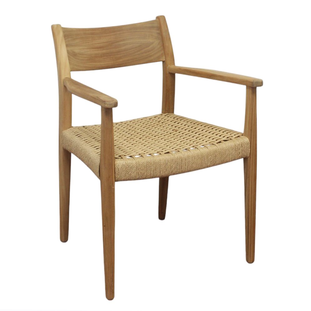 Poltrona da giardino impilabile in teak con seduta intrecciata 59x60x80 cm - LORERON
