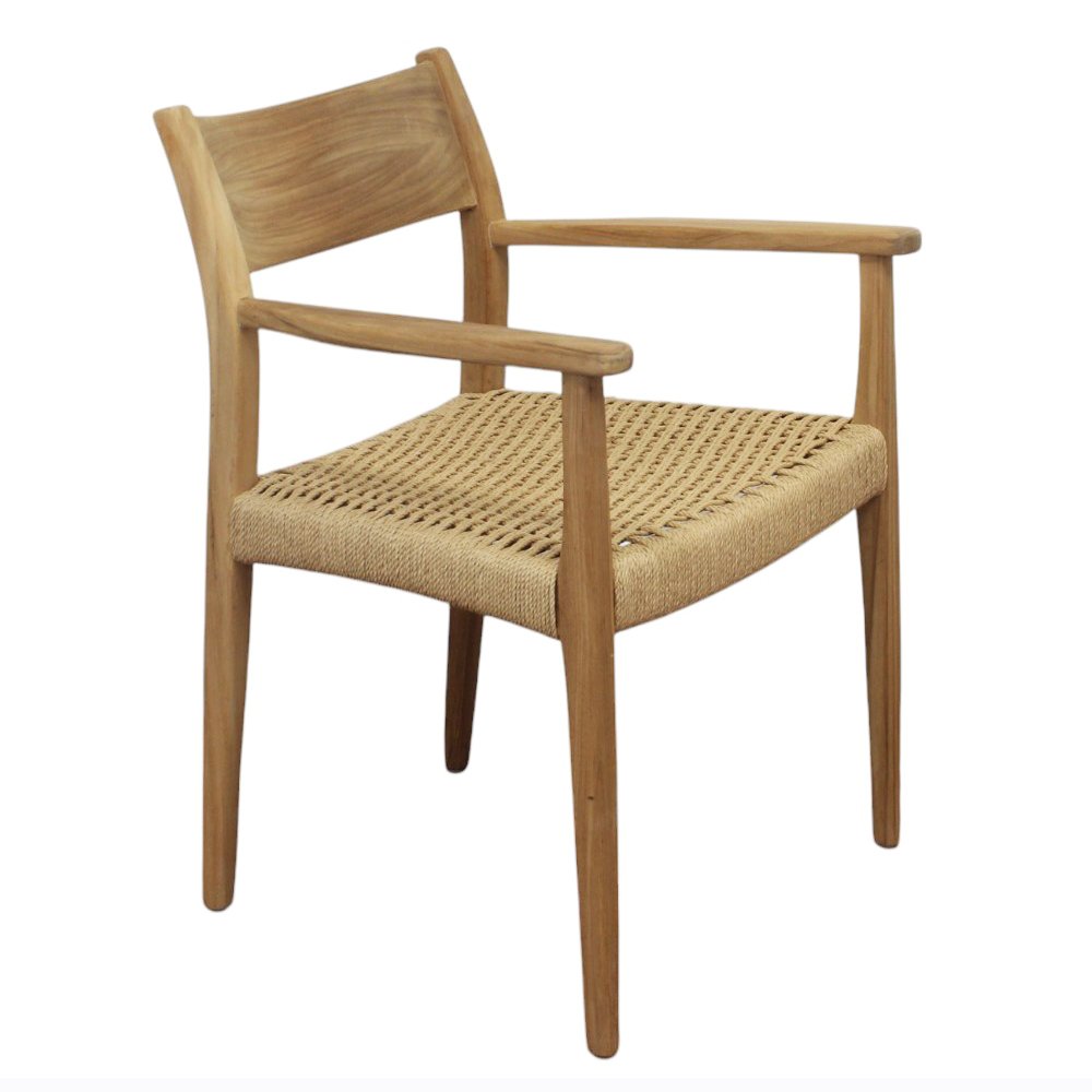 Poltrona da giardino impilabile in teak con seduta intrecciata 59x60x80 cm - LORERON