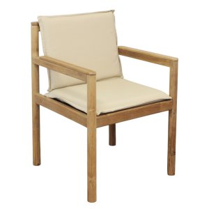 Poltrona da giardino impilabile in teak con cuscini 59x60x80 cm - TORURVEX Poltrona da giardino impilabile in teak con cuscini 59x60x80 cm - TORURVEX