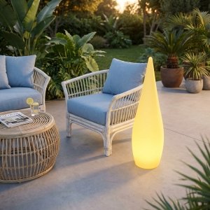 Lampada da terra a goccia con luce RGB e telecomando per esterni Ø 42 x 152 cm - ELODOR