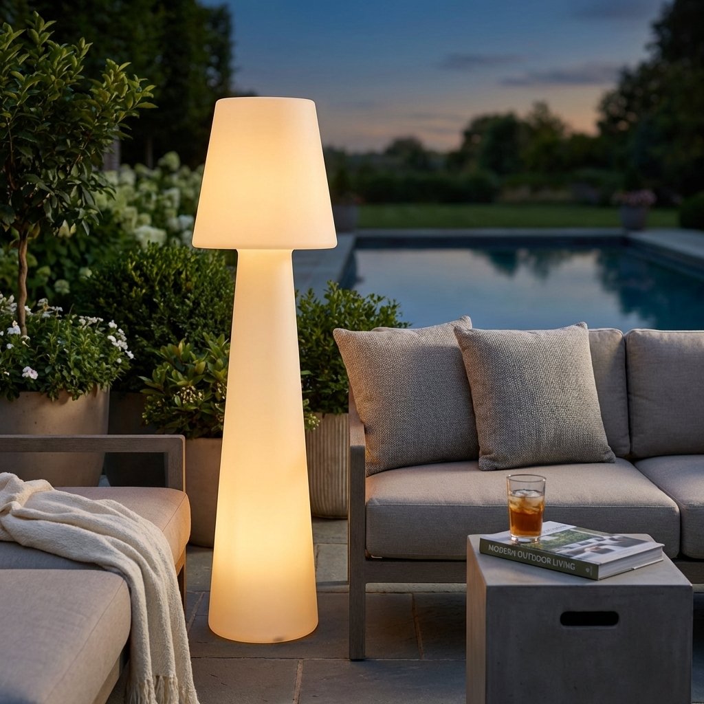 Lampada da esterno a piantana LED RGB con telecomando, ricaricabile USB, Ø 40 x 152 cm - ISITHAS