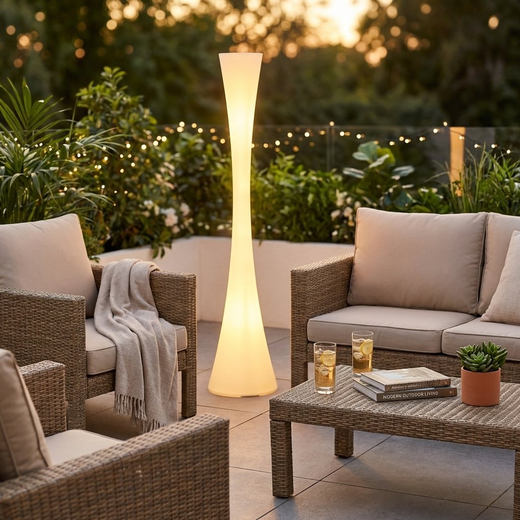 Lampada da terra da esterno LED RGB con telecomando ricaricabile Ø 35 x 173 cm - JARANZIO