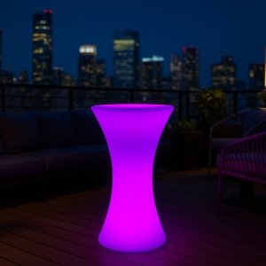 Tavolino alto luminoso RGB da esterno ricaricabile USB Ø 58x110 cm - MARANDIL