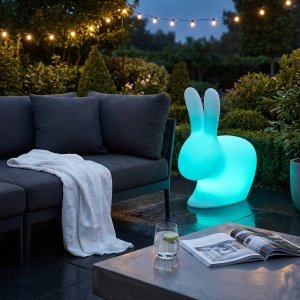 Lampada coniglio grande luminosa RGB da esterno ricaricabile USB cm 39x68x79 - SELITHAS