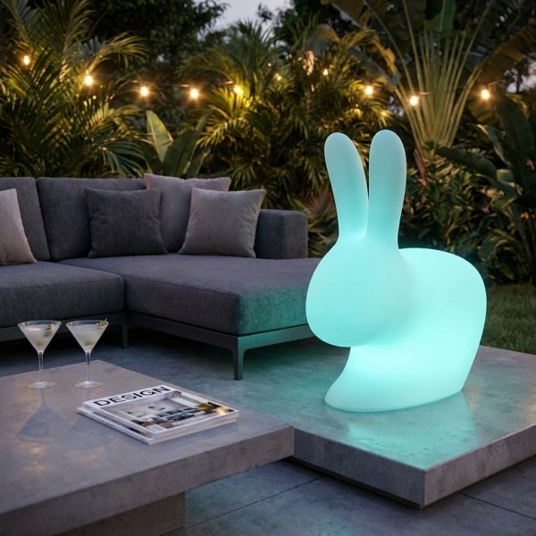 Lampada coniglio grande luminosa RGB da esterno ricaricabile USB cm 39x68x79 - SELITHAS