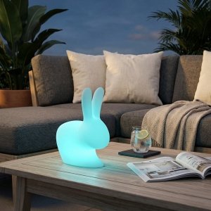 Lampada coniglio LED RGB da esterno ricaricabile USB con telecomando cm 26x45x52 - SELITHAS