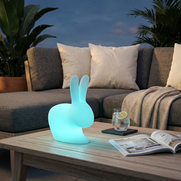 Lampada coniglio LED RGB da esterno ricaricabile USB con telecomando cm 26x45x52 - SELITHAS