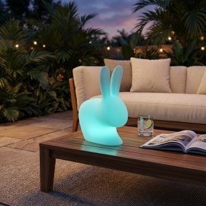 Lampada coniglio LED RGB da esterno ricaricabile USB con telecomando cm 26x45x52 - SELITHAS