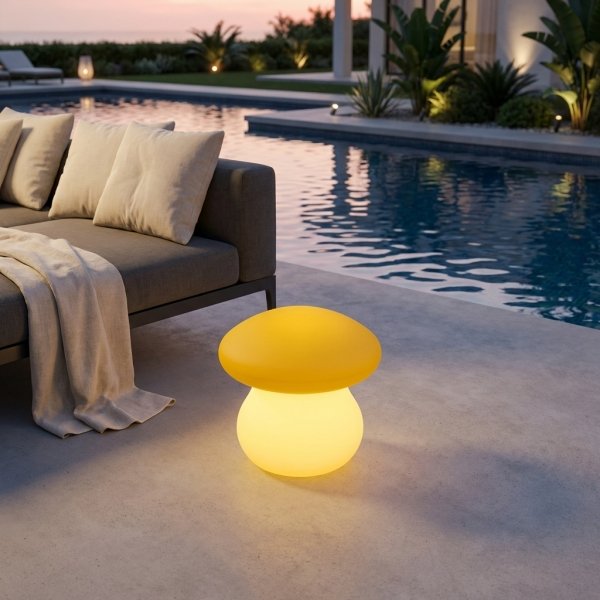 Lampada da esterno a fungo RGB ricaricabile USB con telecomando cm 23x55x40 - DELORTIS