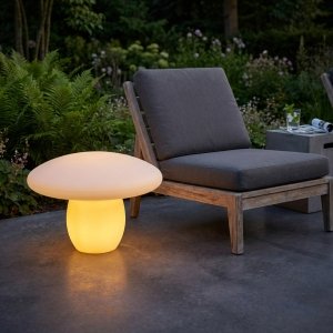 Lampada da giardino a fungo LED RGB con telecomando ricaricabile USB cm 26x66x53 - DELORTIS