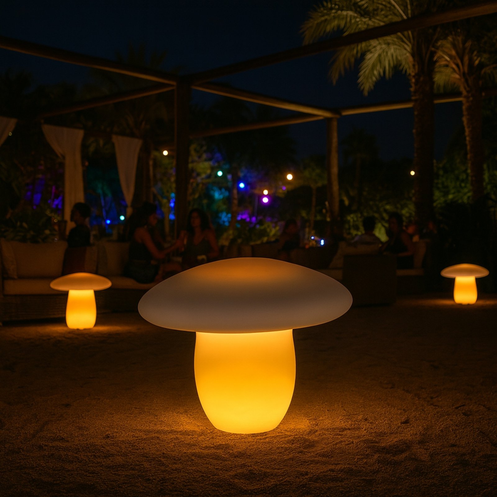 Lampada da giardino a fungo LED RGB con telecomando ricaricabile USB cm 26x66x53 - DELORTIS
