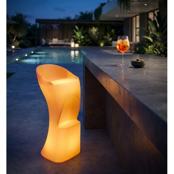 Sgabello luminoso RGB da bar per esterni ricaricabile USB cm 40x45x80 - QUORALRIEL