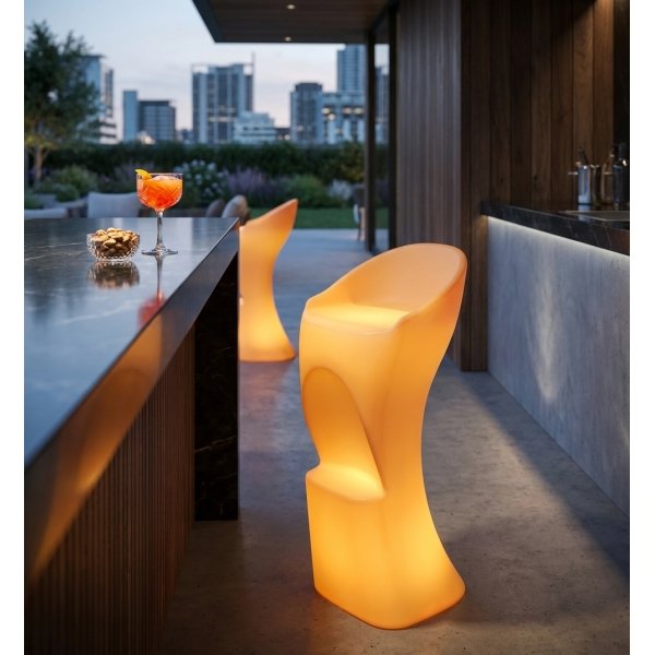 Sgabello luminoso RGB da bar per esterni ricaricabile USB cm 40x45x80 - QUORALRIEL
