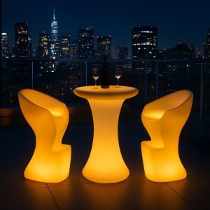 Sgabello luminoso RGB da bar per esterni ricaricabile USB cm 40x45x80 - QUORALRIEL