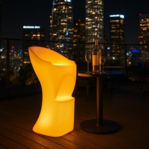 Sgabello luminoso RGB da bar per esterni ricaricabile USB cm 40x45x80 - QUORALRIEL
