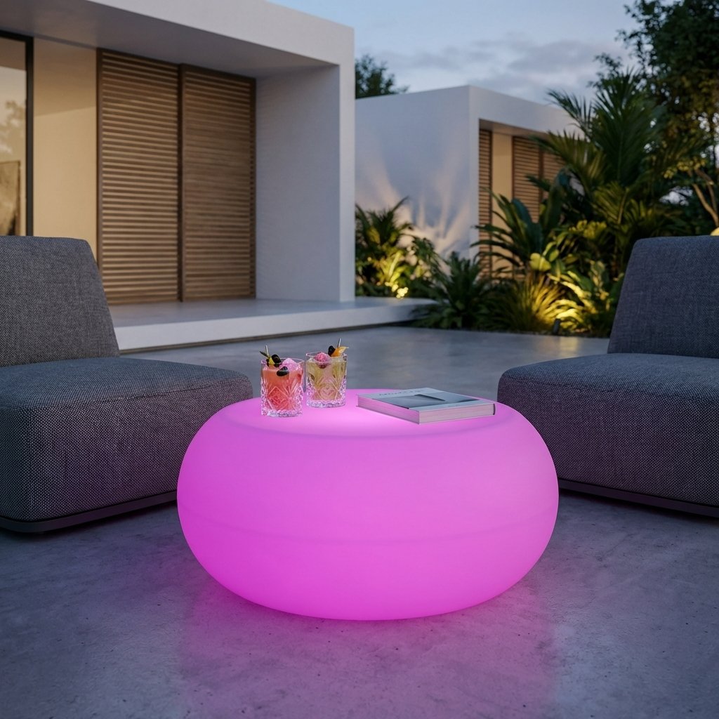 Tavolino luminoso RGB da esterno ricaricabile USB Ø 68 x 41 cm - ELURCUS