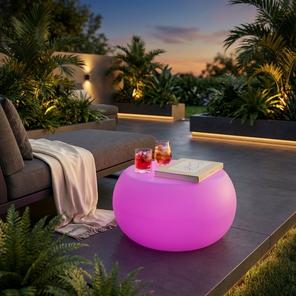 Tavolino luminoso RGB da esterno ricaricabile USB Ø 68 x 41 cm - ELURCUS