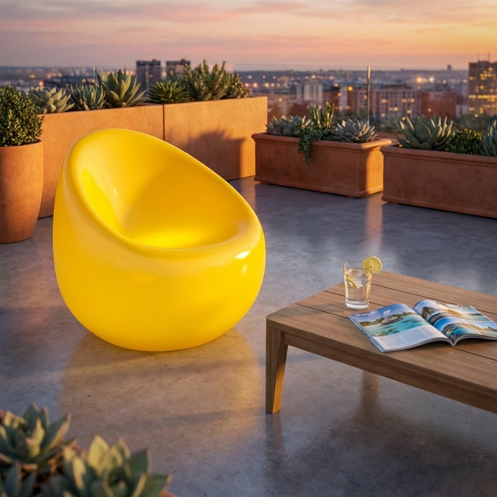 Poltrona luminosa RGB da esterno ricaricabile USB cm 75x75x70 - ISITHAS
