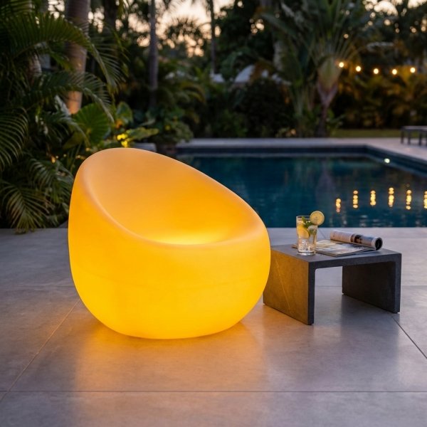 Poltrona luminosa RGB da esterno ricaricabile USB cm 75x75x70 - ISITHAS