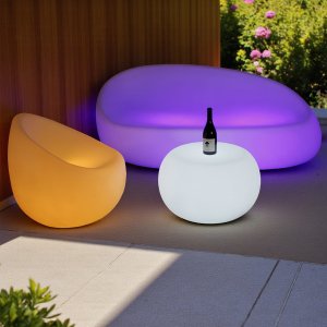 Poltrona luminosa RGB da esterno ricaricabile USB cm 75x75x70 - ISITHAS
