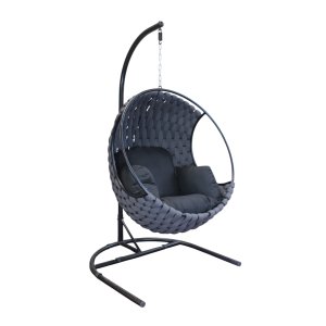 Dondolo da Giardino a Uovo in Corda Intrecciata con Struttura in Metallo 106x105x196 cm - SELARTHAS Dondolo da Giardino a Uovo in Corda Intrecciata con Struttura in Metallo 106x105x196 cm - SELARTHAS