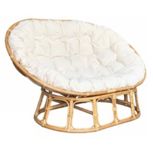 Divano due posti in rattan naturale con cuscini in cotone ecru 99x173x109 cm - KALENMIRA Divano due posti in rattan naturale con cuscini in cotone ecru 99x173x109 cm - KALENMIRA