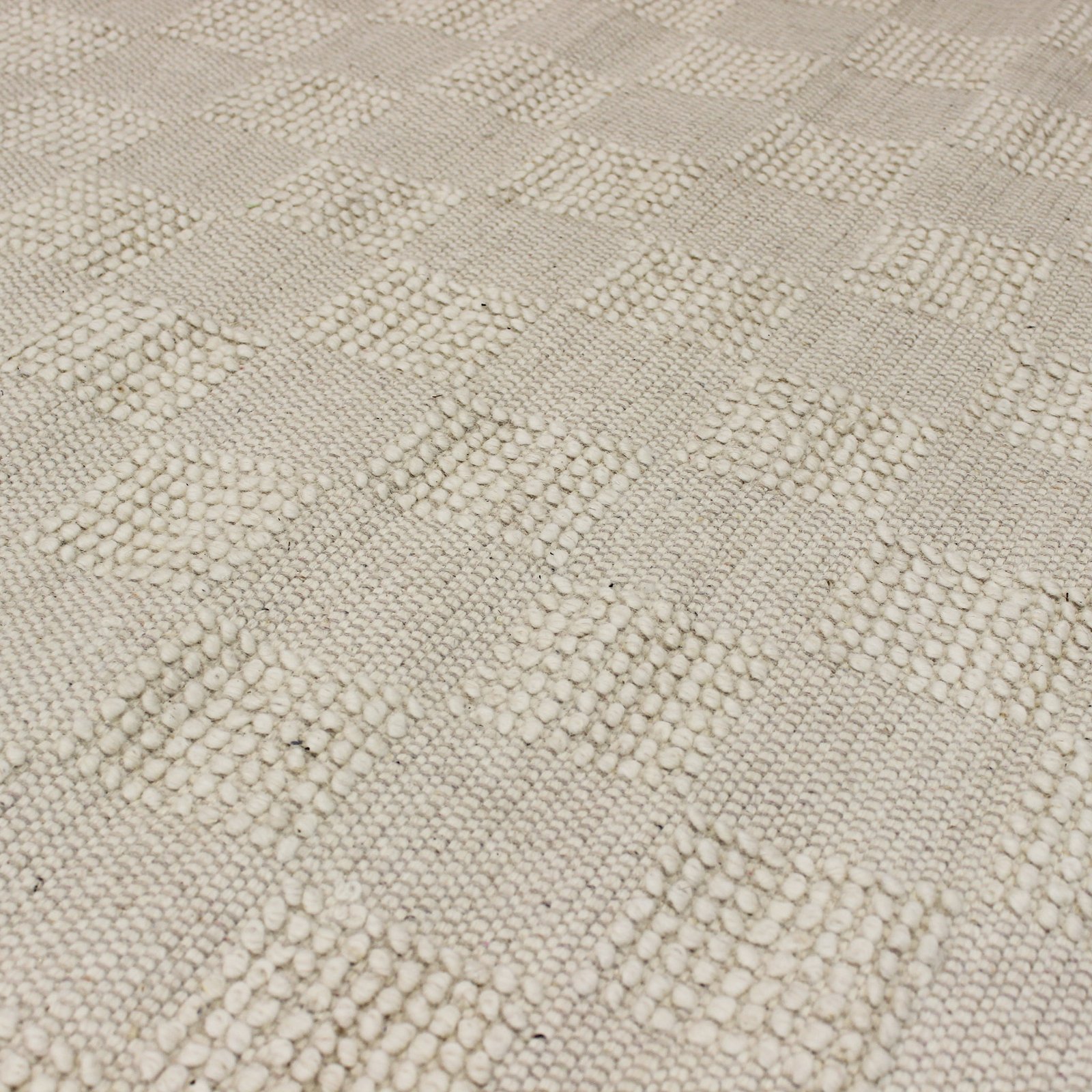 Tappeto rettangolare in lana avorio con motivo a scacchi 160x230 cm - ORADIL Tappeto rettangolare in lana avorio con motivo a scacchi 160x230 cm - ORADIL