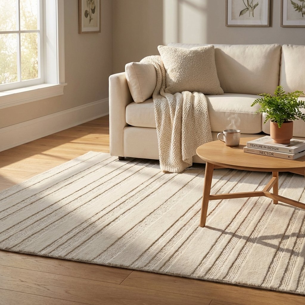 Tappeto in lana avorio a righe 120x180 cm per soggiorno - RALEVEX