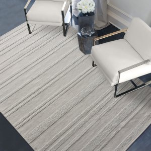 Tappeto in lana avorio a righe 160x230 cm per soggiorno - RALEVEX Tappeto in lana avorio a righe 160x230 cm per soggiorno - RALEVEX