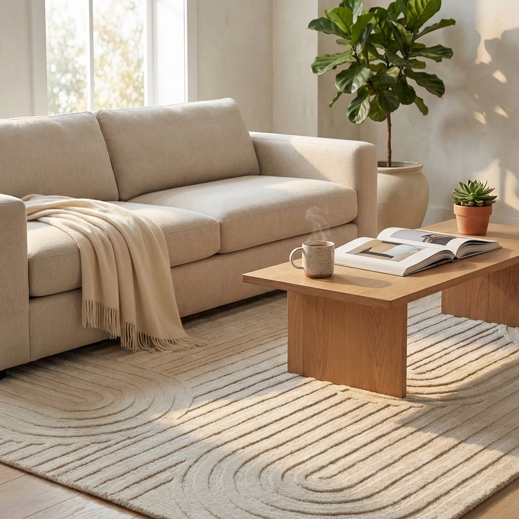 Tappeto rettangolare in lana avorio con decoro geometrico 160x230 cm - XANALVEX