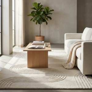 Tappeto in lana avorio con decoro geometrico 160x230 cm - TORINTIS Tappeto in lana avorio con decoro geometrico 160x230 cm - TORINTIS