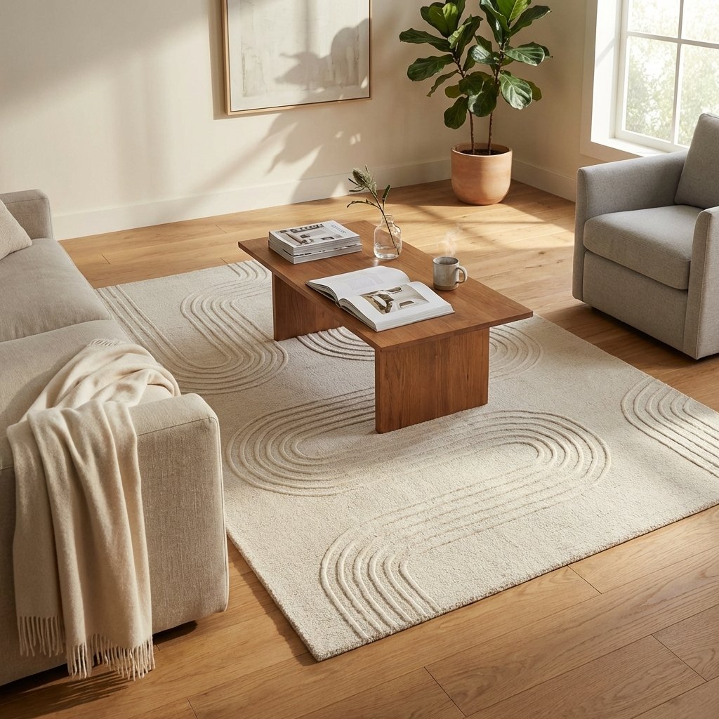 Tappeto in lana avorio con decoro geometrico 160x230 cm - TORINTIS Tappeto in lana avorio con decoro geometrico 160x230 cm - TORINTIS