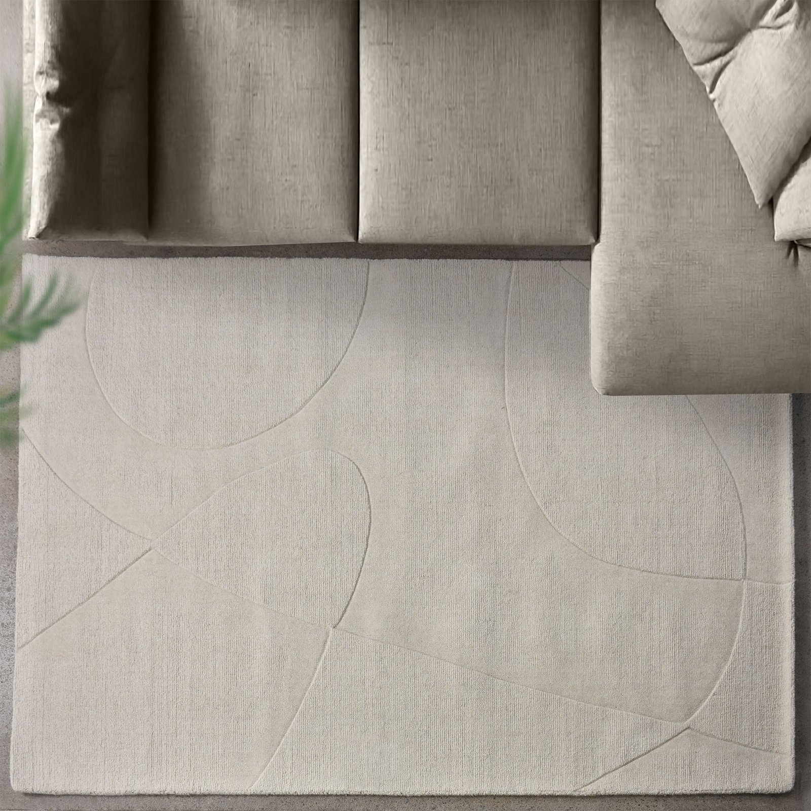 Tappeto in lana avorio con decoro geometrico 120x180 cm - LORORTIS Tappeto in lana avorio con decoro geometrico 120x180 cm - LORORTIS