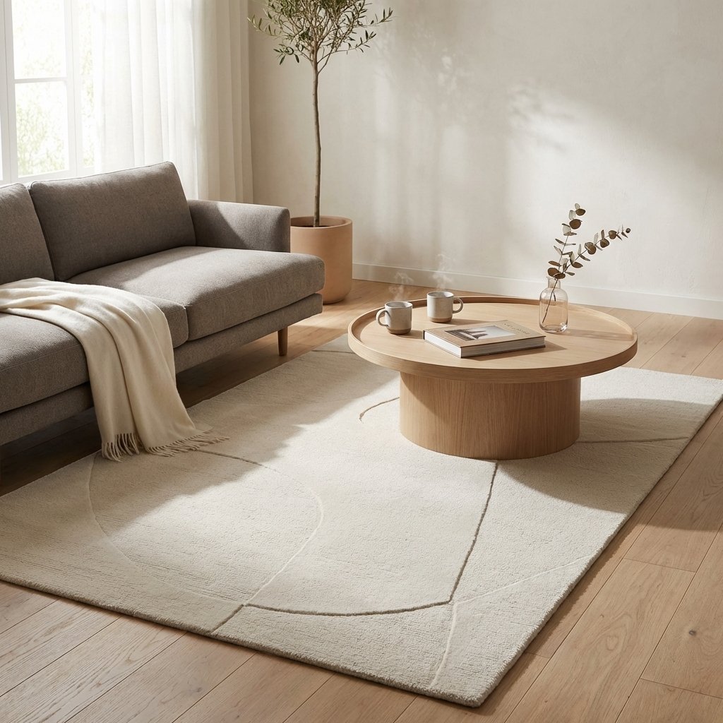 Tappeto rettangolare in lana avorio con decoro astratto 160x230 cm - LORORTIS Tappeto rettangolare in lana avorio con decoro astratto 160x230 cm - LORORTIS