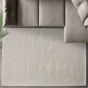 Tappeto rettangolare in lana avorio con decoro astratto 160x230 cm - LORORTIS Tappeto rettangolare in lana avorio con decoro astratto 160x230 cm - LORORTIS