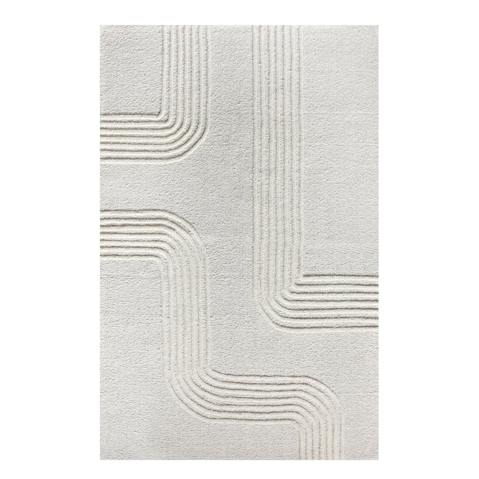 Tappeto in lana avorio con decoro geometrico ondulato 120x180 cm - GALULVEN Tappeto in lana avorio con decoro geometrico ondulato 120x180 cm - GALULVEN