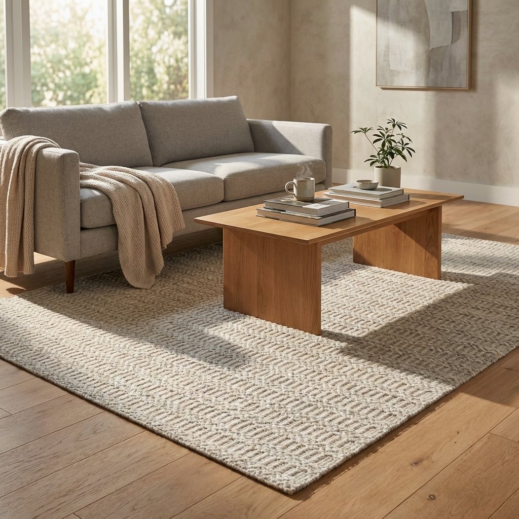 Tappeto in lana avorio con motivo geometrico 120x180 cm - ALERIC Tappeto in lana avorio con motivo geometrico 120x180 cm - ALERIC