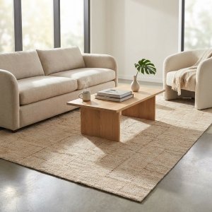 Tappeto rettangolare in lana avorio con decoro geometrico 160x230 cm - WILALVIA Tappeto rettangolare in lana avorio con decoro geometrico 160x230 cm - WILALVIA