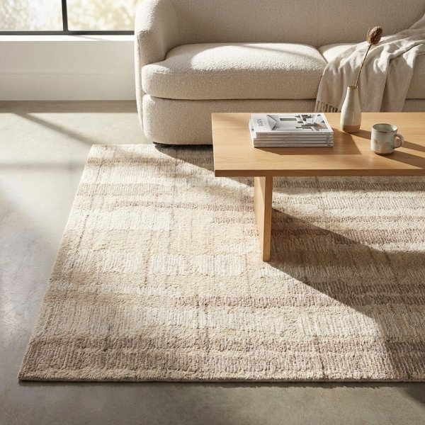 Tappeto in lana avorio con motivo geometrico 120x180 cm - QUORELUNA