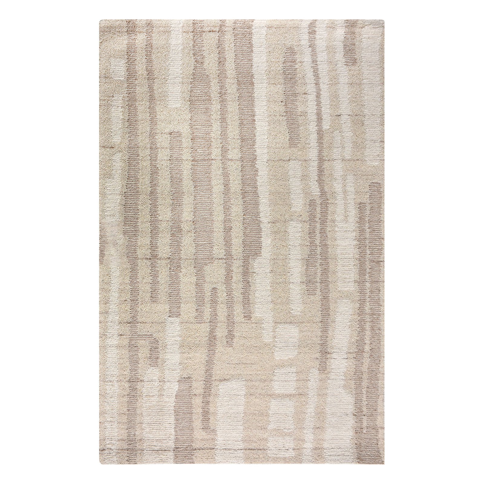 Tappeto in lana avorio con motivo geometrico 120x180 cm - QUORELUNA Tappeto in lana avorio con motivo geometrico 120x180 cm - QUORELUNA