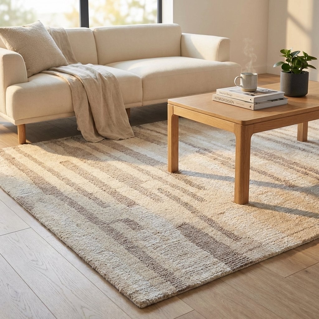 Tappeto in lana avorio con decoro geometrico 160x230 cm - QUORELUNA Tappeto in lana avorio con decoro geometrico 160x230 cm - QUORELUNA