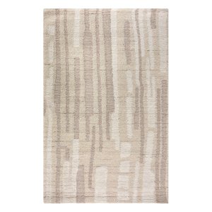 Tappeto in lana avorio con decoro geometrico 160x230 cm - QUORELUNA Tappeto in lana avorio con decoro geometrico 160x230 cm - QUORELUNA