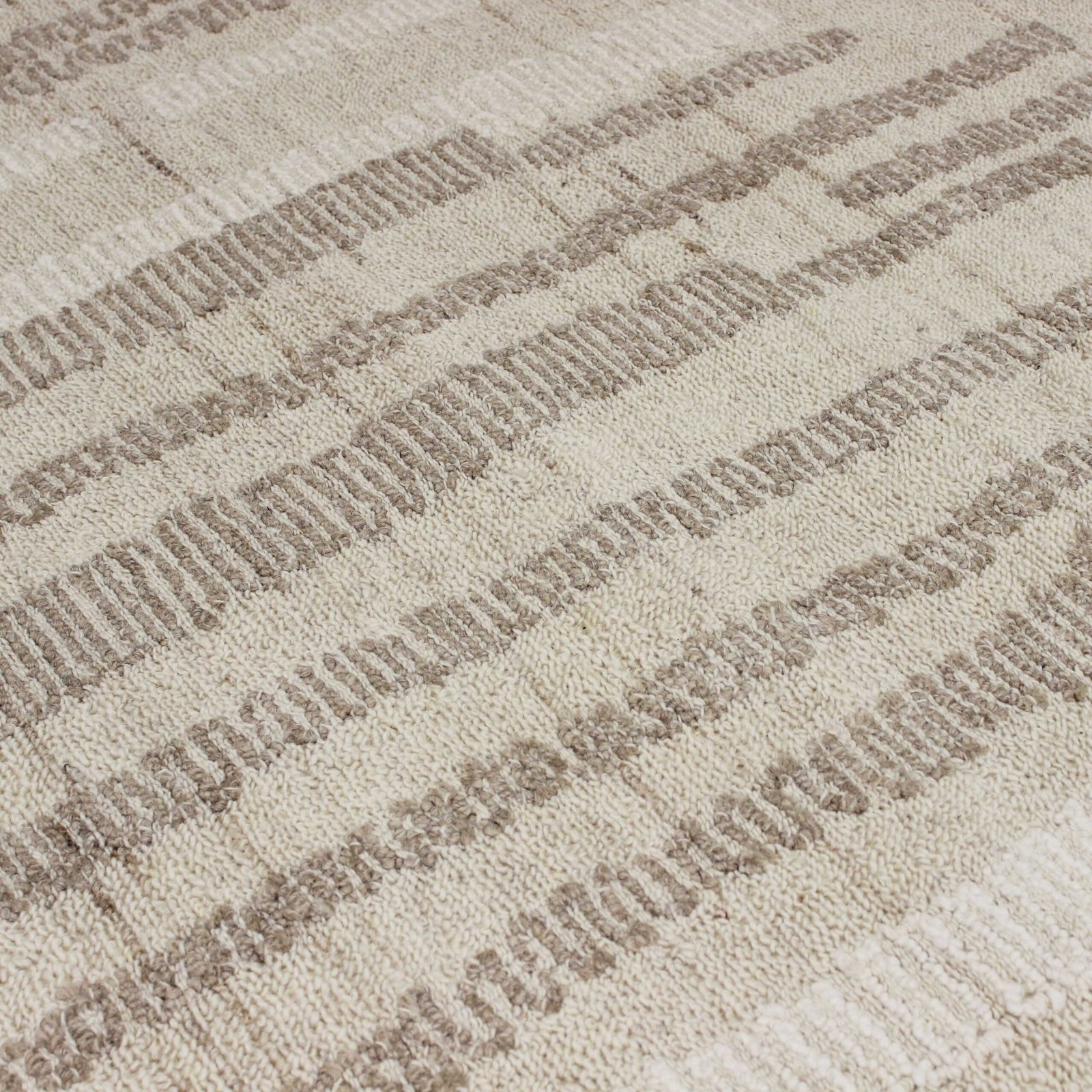 Tappeto in lana avorio con decoro geometrico 160x230 cm - QUORELUNA Tappeto in lana avorio con decoro geometrico 160x230 cm - QUORELUNA