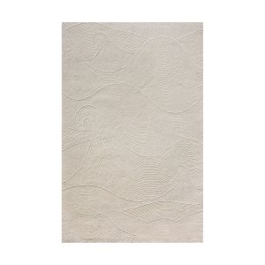 Tappeto in lana avorio con decoro a rilievo 120x180 cm - ULARTHAS
