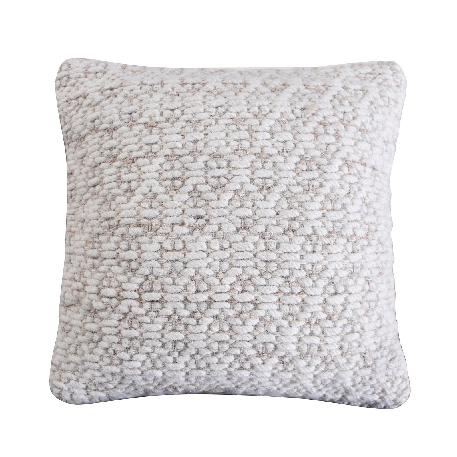 Cuscino in lana avorio con decoro 45x45x8 cm - NORENLEN